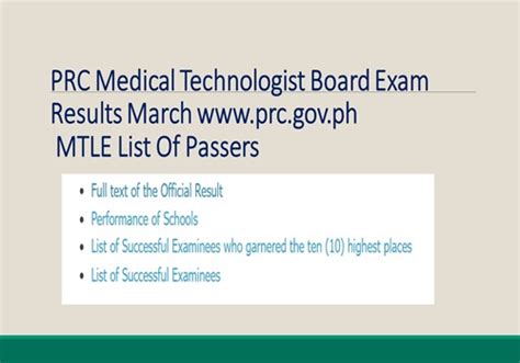MTLE RESULT: PRC MedTech Board Exam Passers.